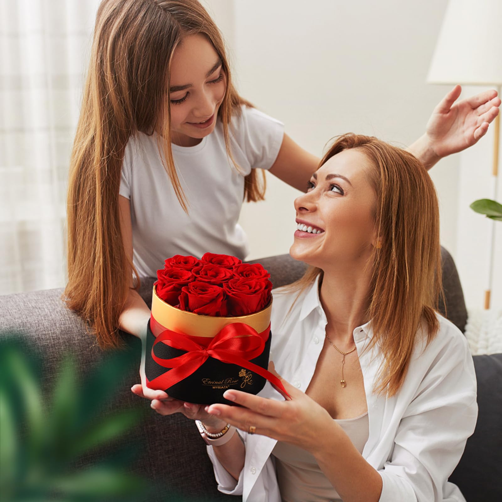WYRIAZA Rosa Stabilizzata Regalo Donna - Rosa Eterna Vera Regalo Mamma Compleanno Fidanzata Regalo Natale Donna Idee Regalo Natale Mamma Moglie Festa della Mamma Idee Regalo San Valentino per Lei