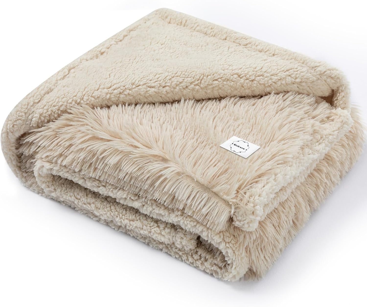 Calming Dog Blanket,Waterproof Long Faux Fur Pet Blankets for Medium Puppy Cat Reverible Sofa Couch Covers Washable Pets Ded Cover Cream S-40x28in