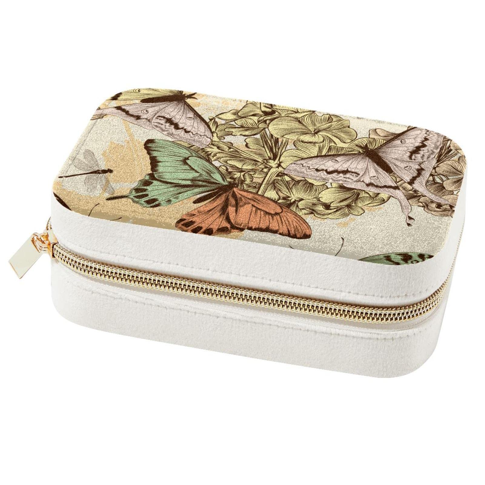 Boîte à bijoux de voyage papillon coffret portable bagues colliers pour femme