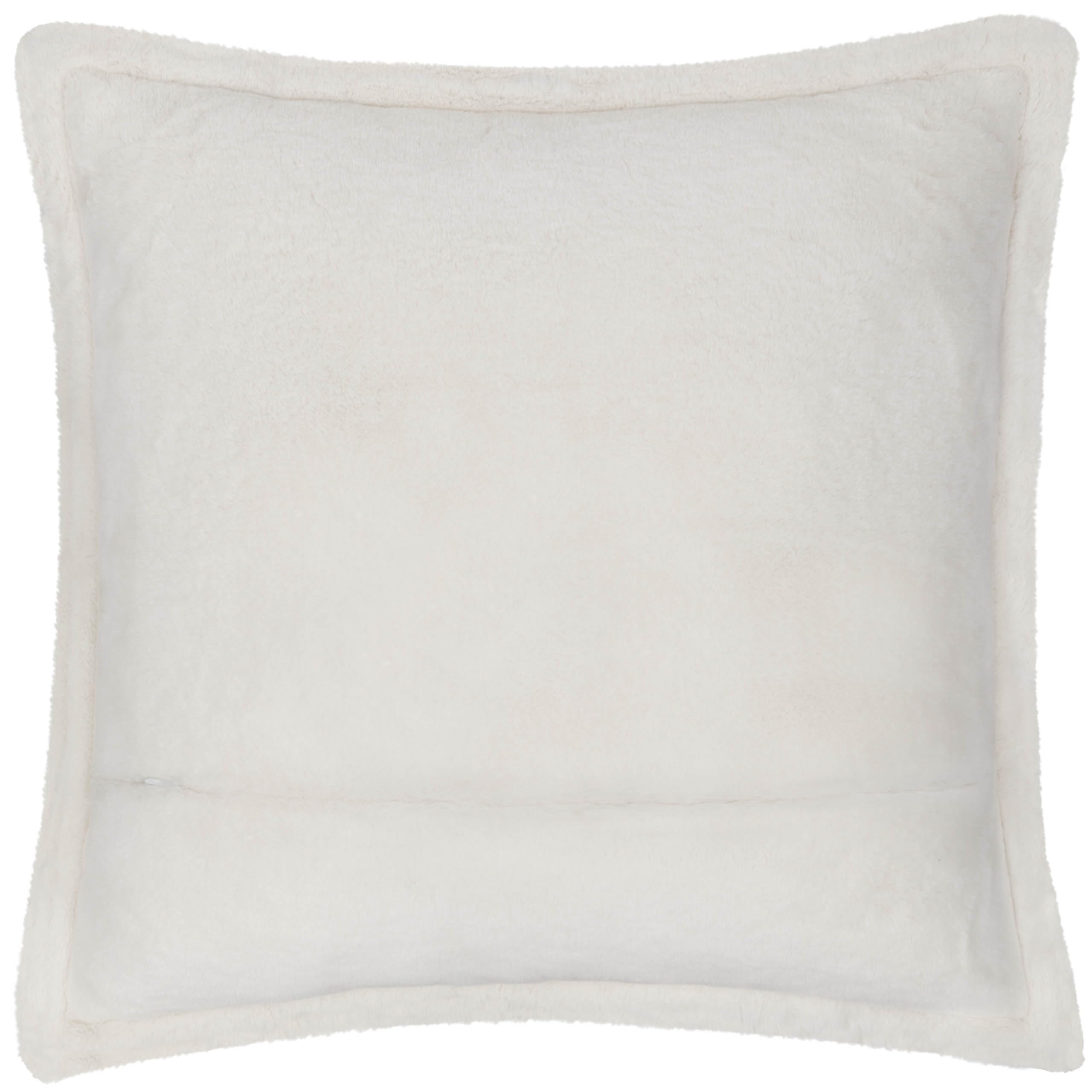 furn. Kallu Kissen mit Polyesterfüllung aus Kunstfell – weiches, Flauschiges Dekokissen mit Oxford-Kante (Ecru – 55x55cm)