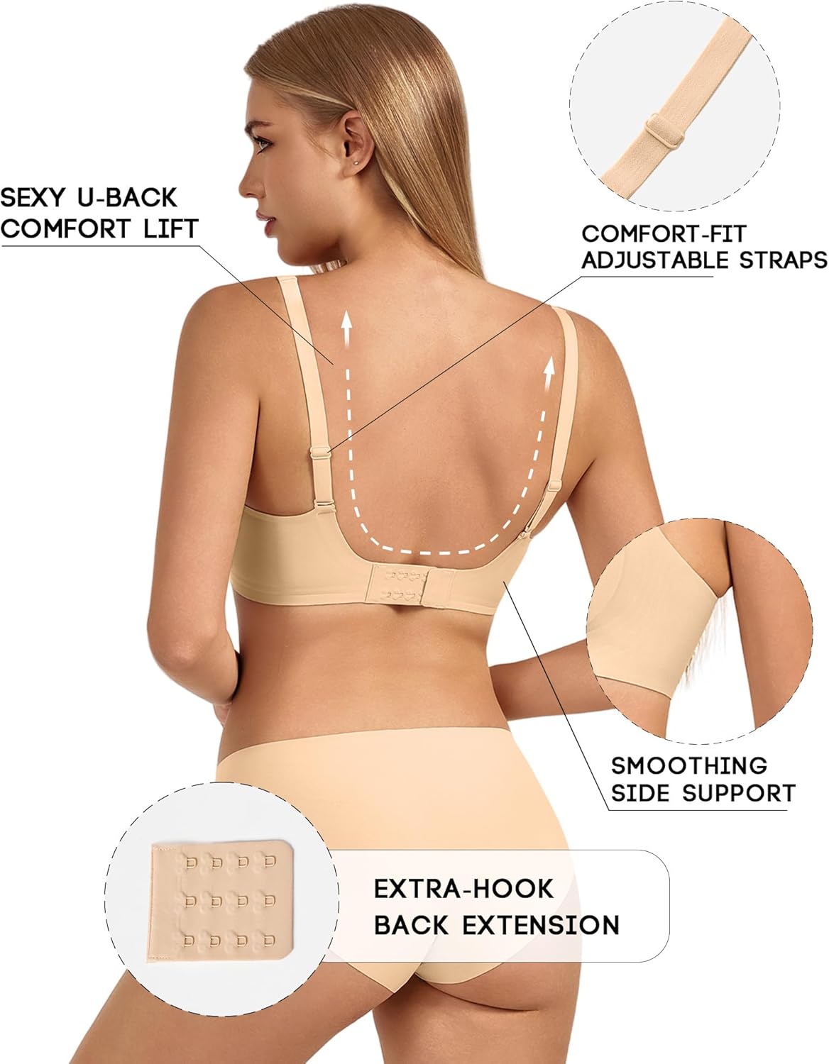 Plus Size Jelly No Underwire Comfort Bra for Women, Full Coverage Seamless Everyday Wireless Bras with Light Support - Image 3