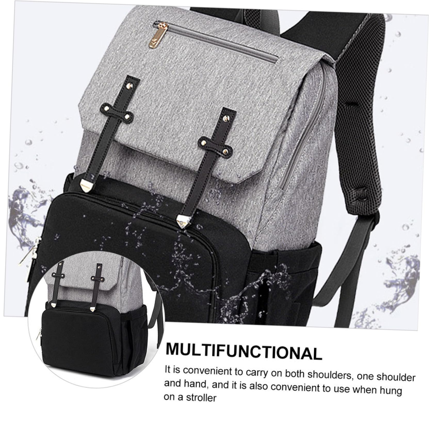 ERINGOGO Multifunktionaler Wickelrucksack aus Oxford Stoff Große Kapazität Doppelte Schultertasche für Reisen Atmungsaktiver Gurt Aufbewahrungsrucksack für Babyartikel