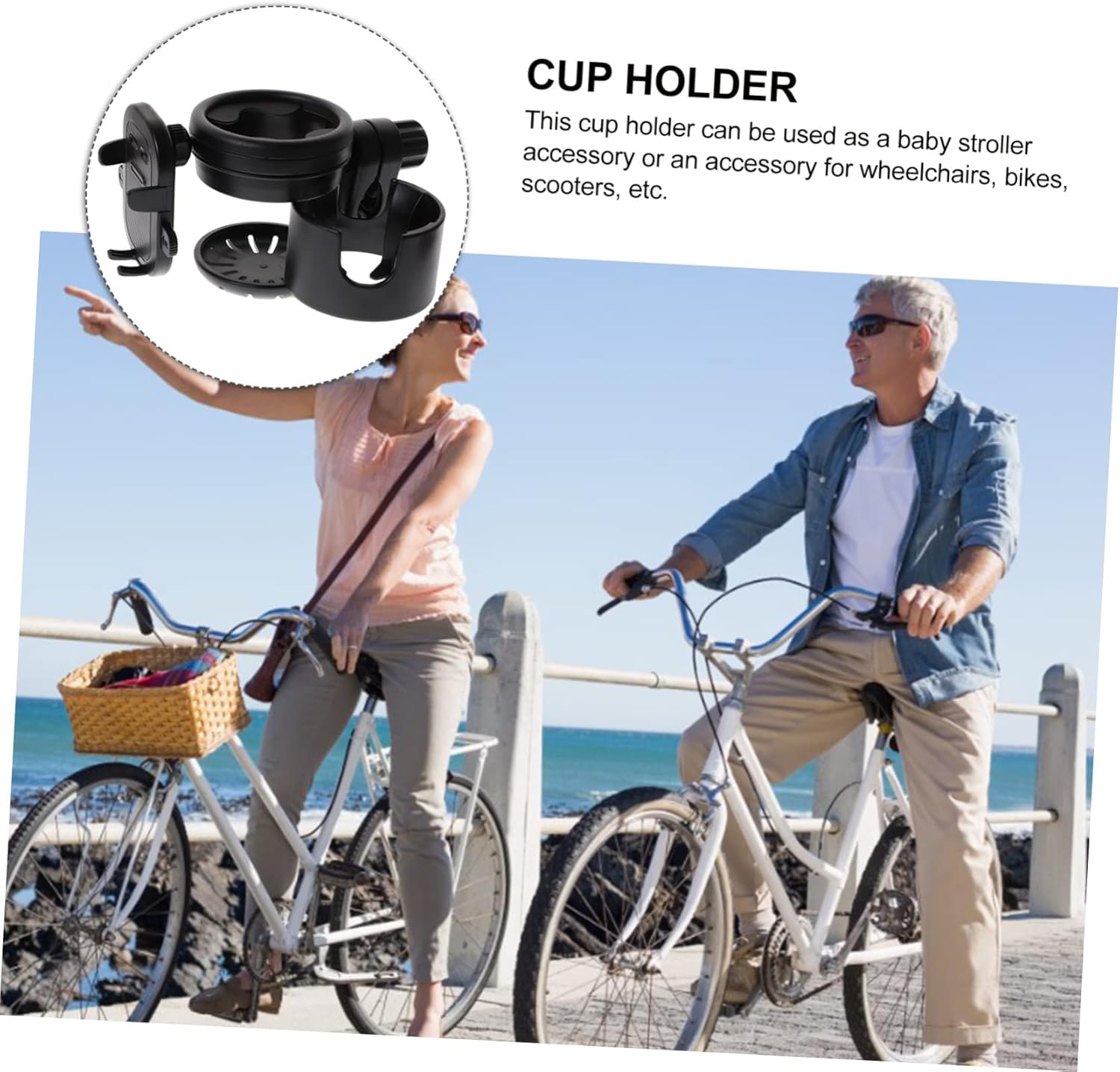 Abaodam Stroller Cup Holder Phone Holder Bottle for Stroller Bike Wheelchair and Scooter for Cups and Bottles Easy Installation