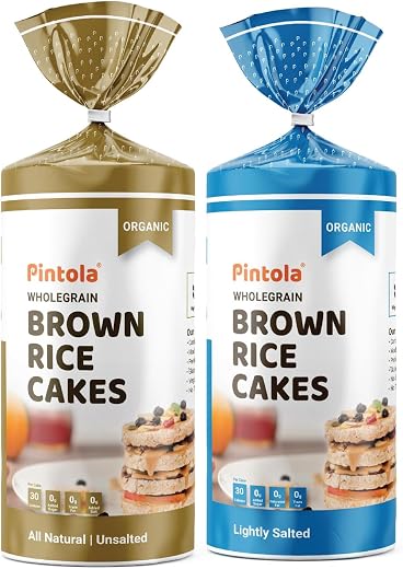 Pintola Organic Wholegrain Brown Rice Cakes Combo Pack (All Natural) (Unsalted and Lightly Salted) (130 g * 2)