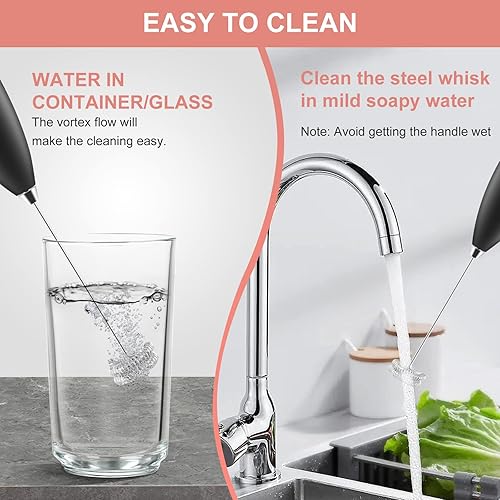 Miniatura 6 de Potente espumador de leche con batidor doble, fabricante de espuma eléctrica de mano, varita mezcladora de mano, mini agitador portátil para café,