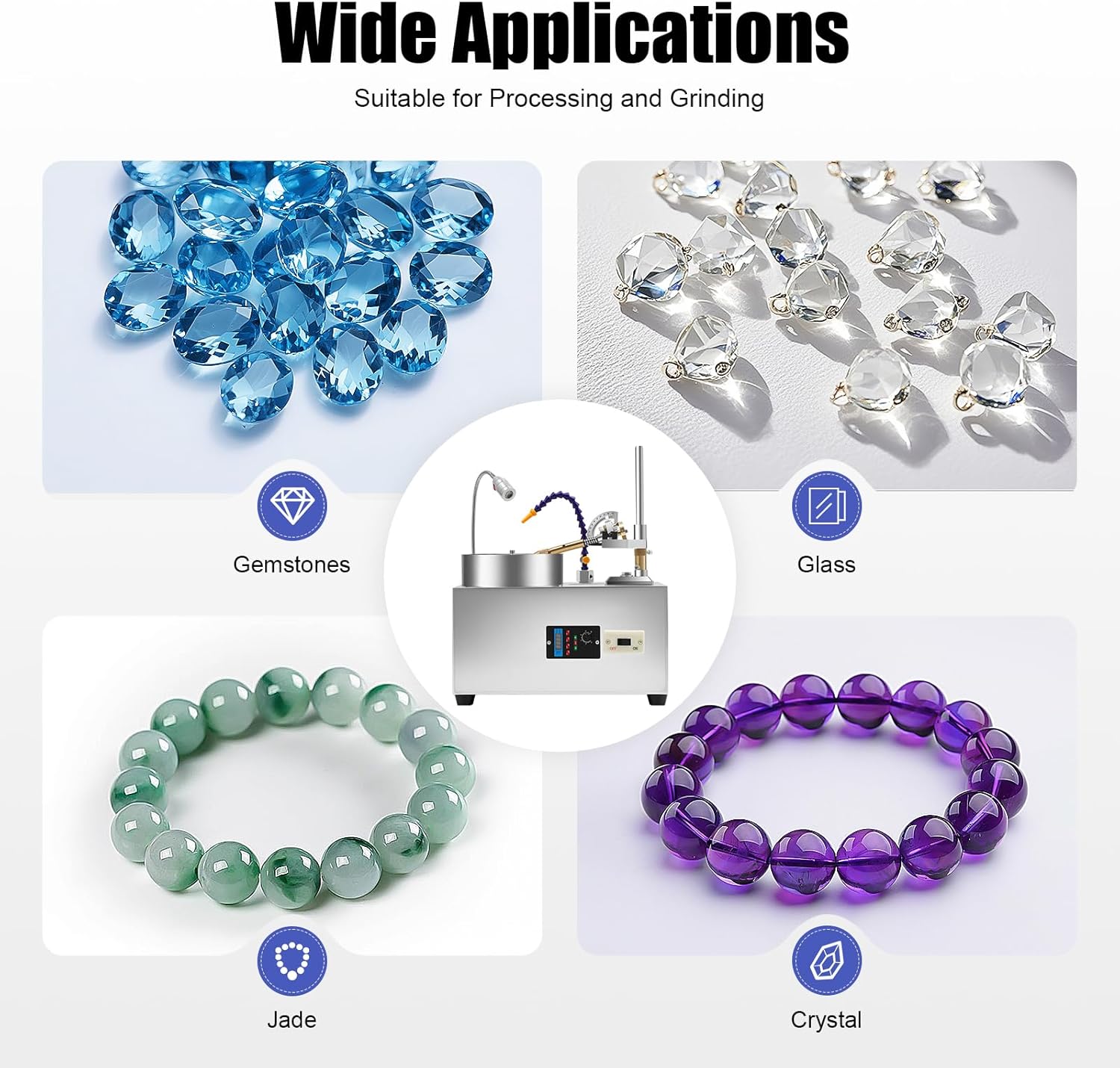 Gem Faceting Machine, 180W Jade Grinding Polishing Machine with Precise Mechanical Manipulator & Scale, 2800RPM Adjustable Speed Rock Jewel Angle Polisher for Gem Jade Stone Crystal Glass