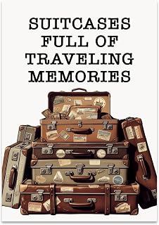 Travel Enthusiast Poster Print - Suitcases Full Of Traveling Memories - 13x19 - Vintage Nostalgic Decor