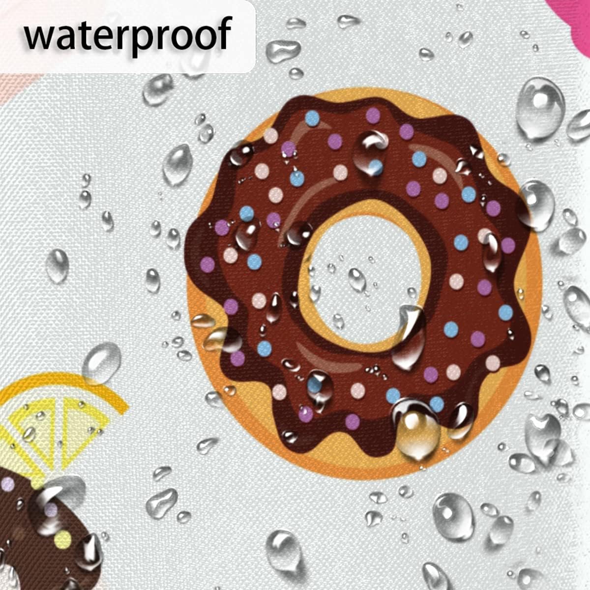 Shower Curtain Cute Doughnut Candy Fabric Shower Curtain Set with 12 Hooks Water-Proof 72 * 72 Inches for Bathroom Beach Caravan Hotel