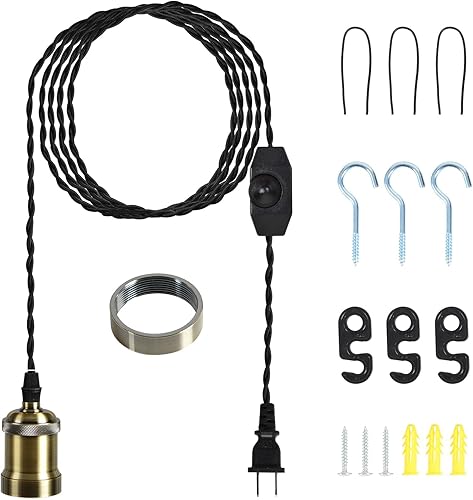 Kit de luces colgantes de cable de luz colgante con interruptor de atenuación, luces colgantes de granja de 19.69 pies de longitud del cable de