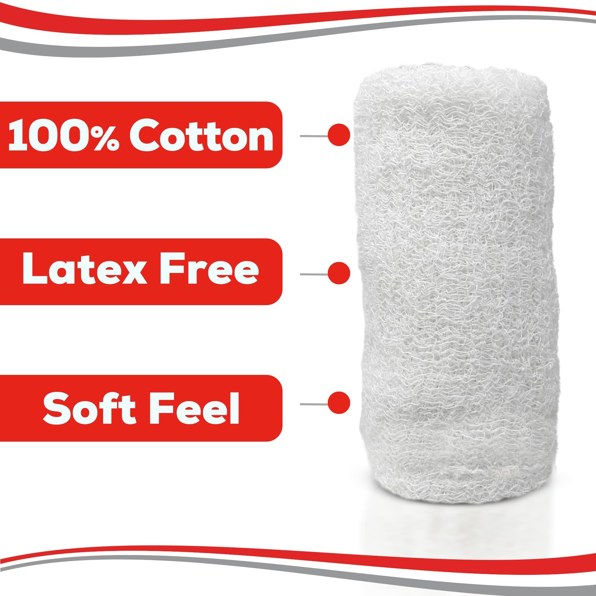 HEALQU Kerlix - Rollos de vendaje de gasa tipo - 4 ½ pulgadas x 4.1 yardas, 6 capas - 100 popotes estériles individuales - Absorción extra, sin látex, algodón de grado hospitalario - Cuidado de