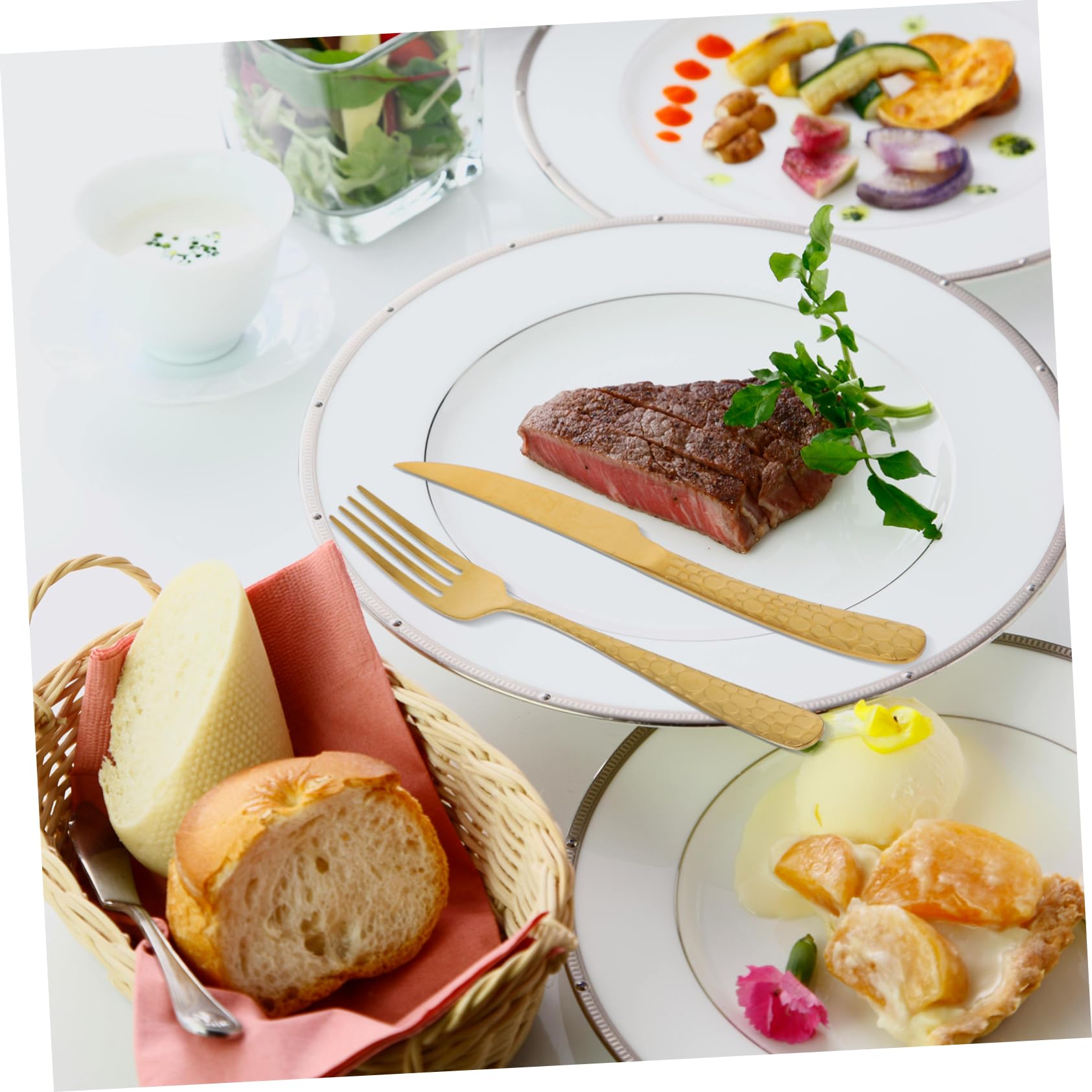 4 Juegos Cubiertos Inoxidable con Diseño de Serpiente Dorada Utensilios de Cocina Elegantes para y Banquetes Hogar y Restaurantes