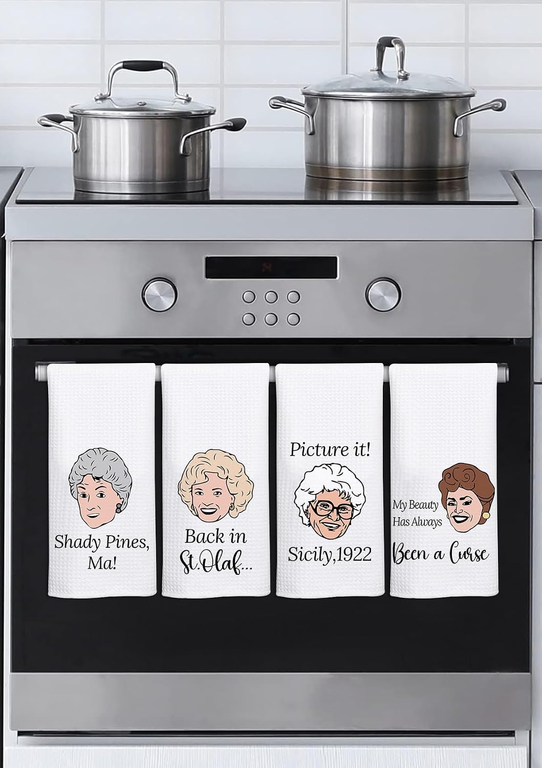 Golden Girls TV Show Merchandise Kitchen Gifts,4 Pcs Cute Dish Towels and Clean Dirty Magnet for Dishwasher Sign,Funny Cute Kitchen Towels Golden Girls TV Show Fans Birthday