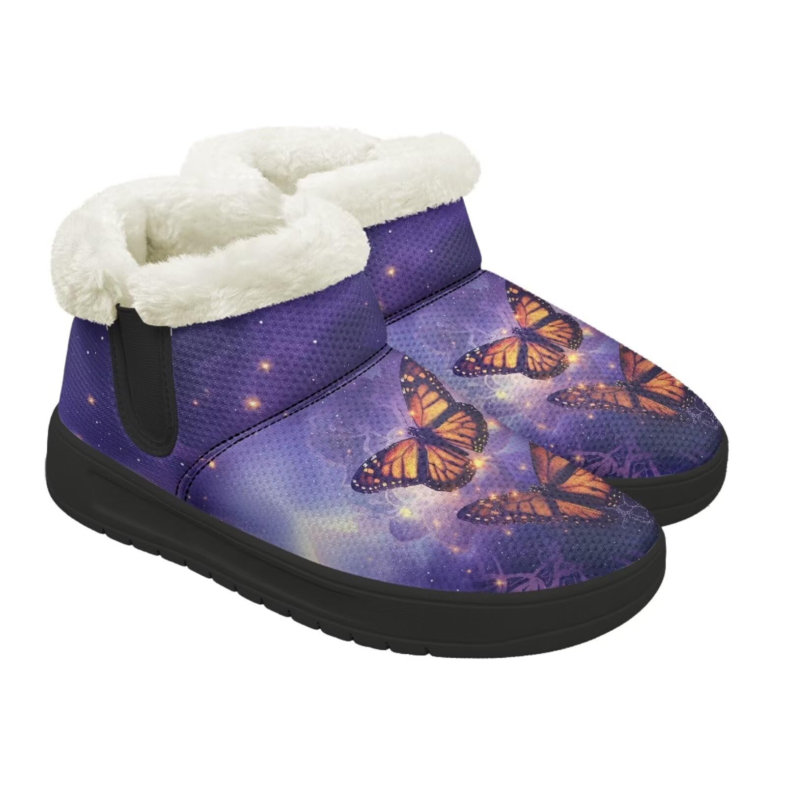 Winter Snow Boots for Women Fuzzy Boots with Anti-Skid Sole Outdoor Anti Slip Shoes for Walking Hiking