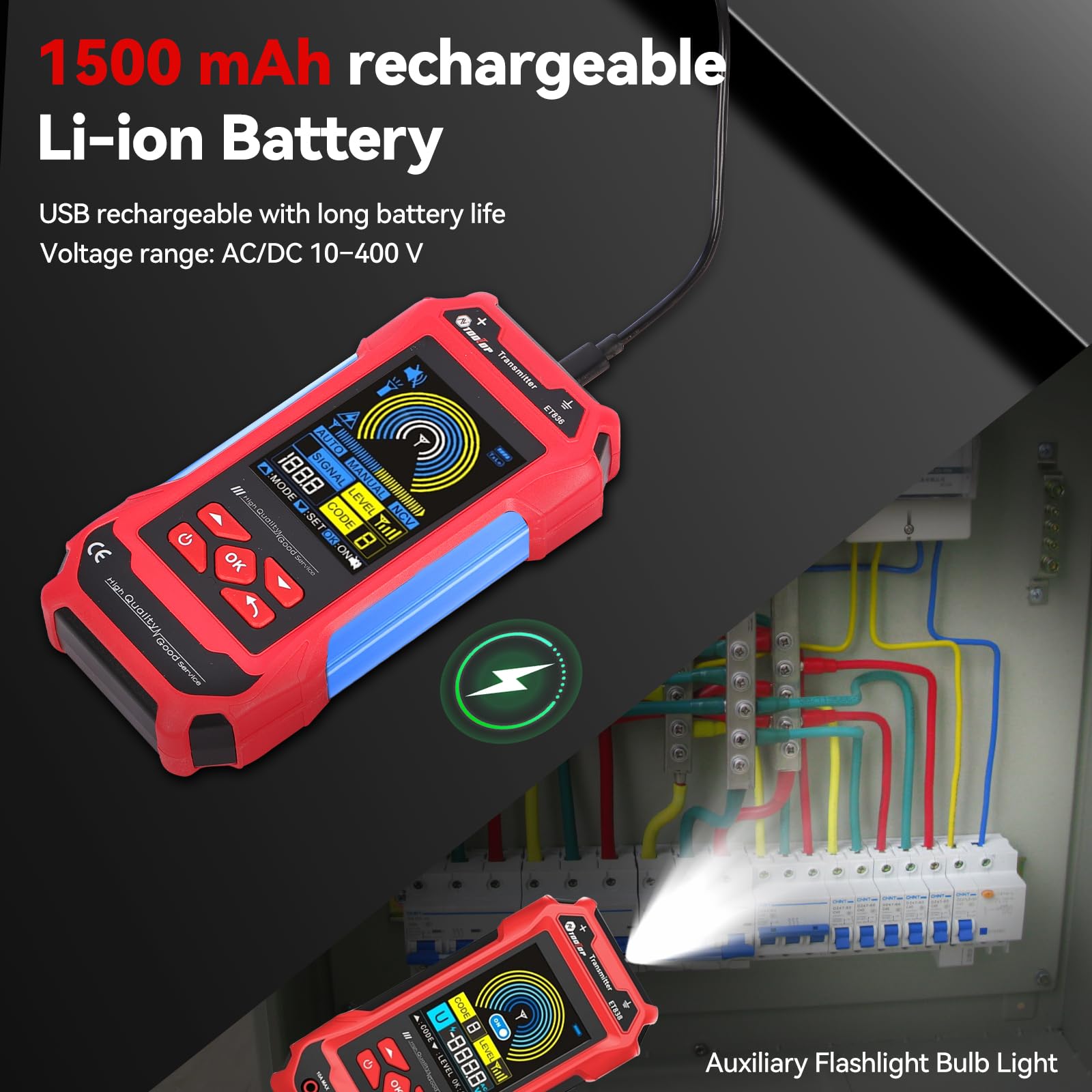 Localizzatore di cavi ET836 per interruzioni: sistema professionale di localizzazione di cavi interrati e a parete - Rilevatore di interruzioni,Multifunctional Line Finder Multimeter