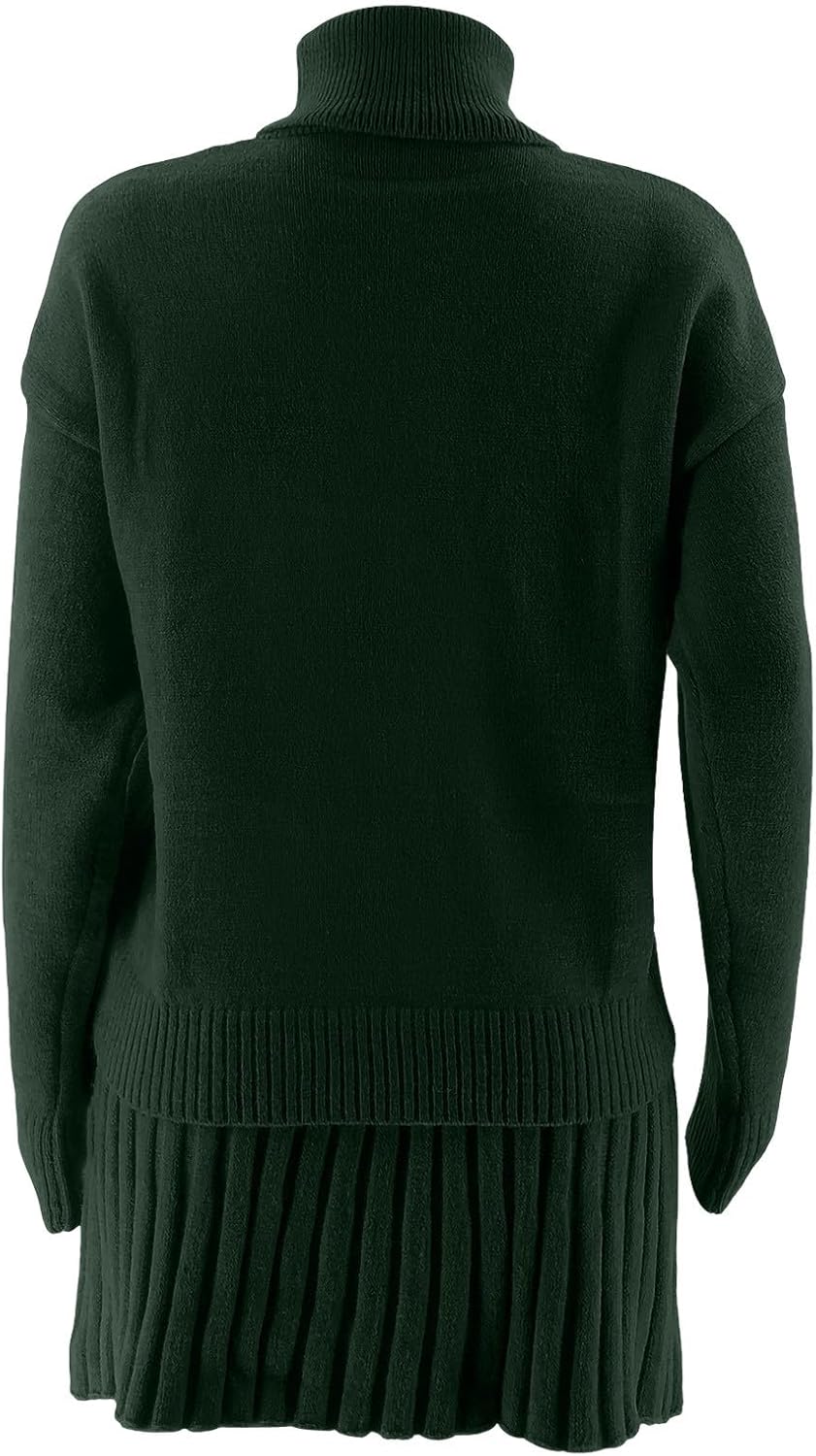 HGps8w Women's 2 Piece Skirts Set Elegant Turtleneck Pullover Knitted Sweaters with A-Line Mini Skirt Lounge Travel Outfits