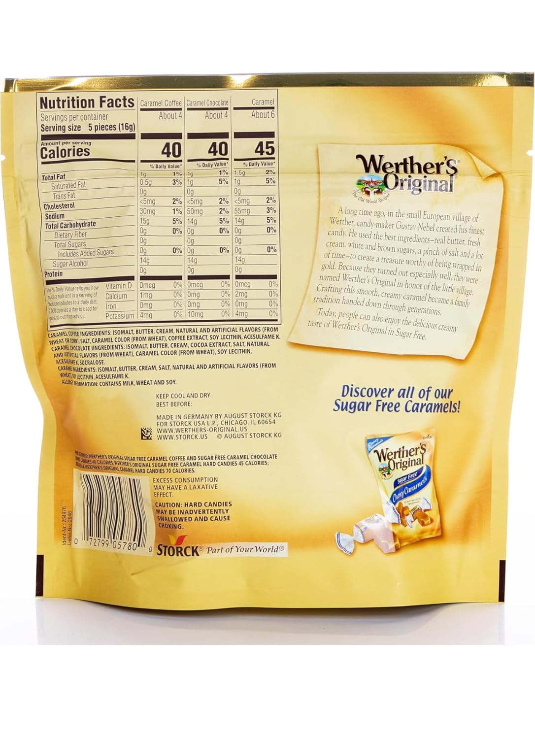 Werthers Original Hard Candy (7.70 OZ (Pack of 2) | Individually Wrapped Hard Candy,Sugar Free Caramel Candy |