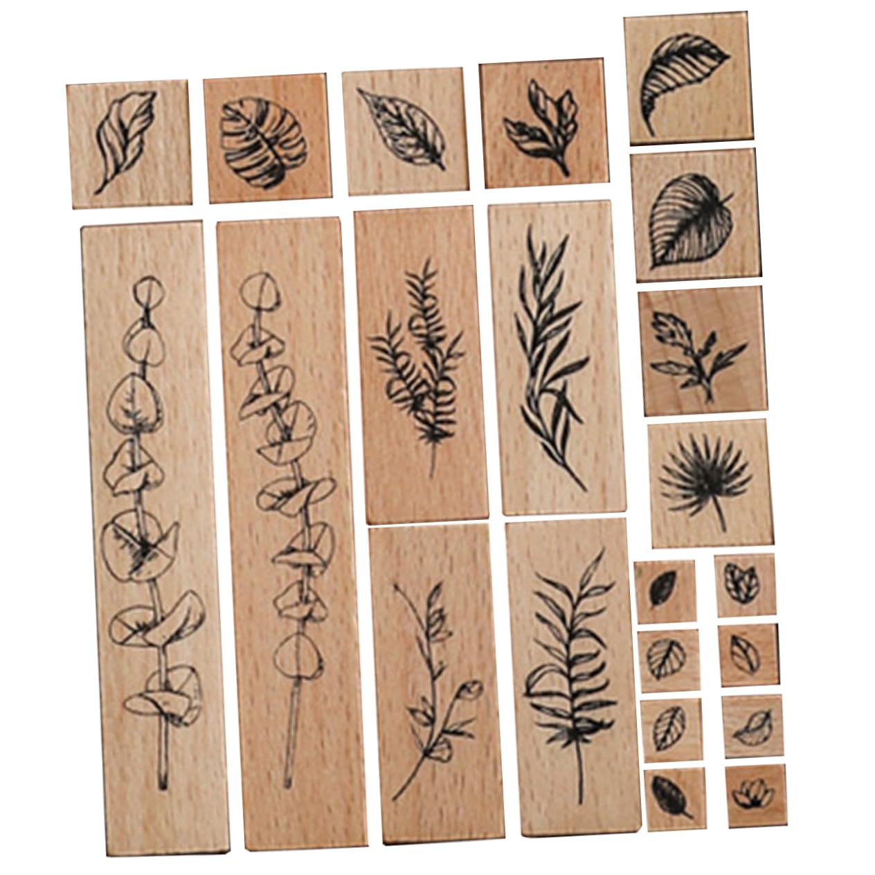 DOITOOL 4 Juegos Juego de focas de plantas mini sellos suministros de diario almohadillas para decoración sello de madera retro álbum de recortes herramienta de bricolaje