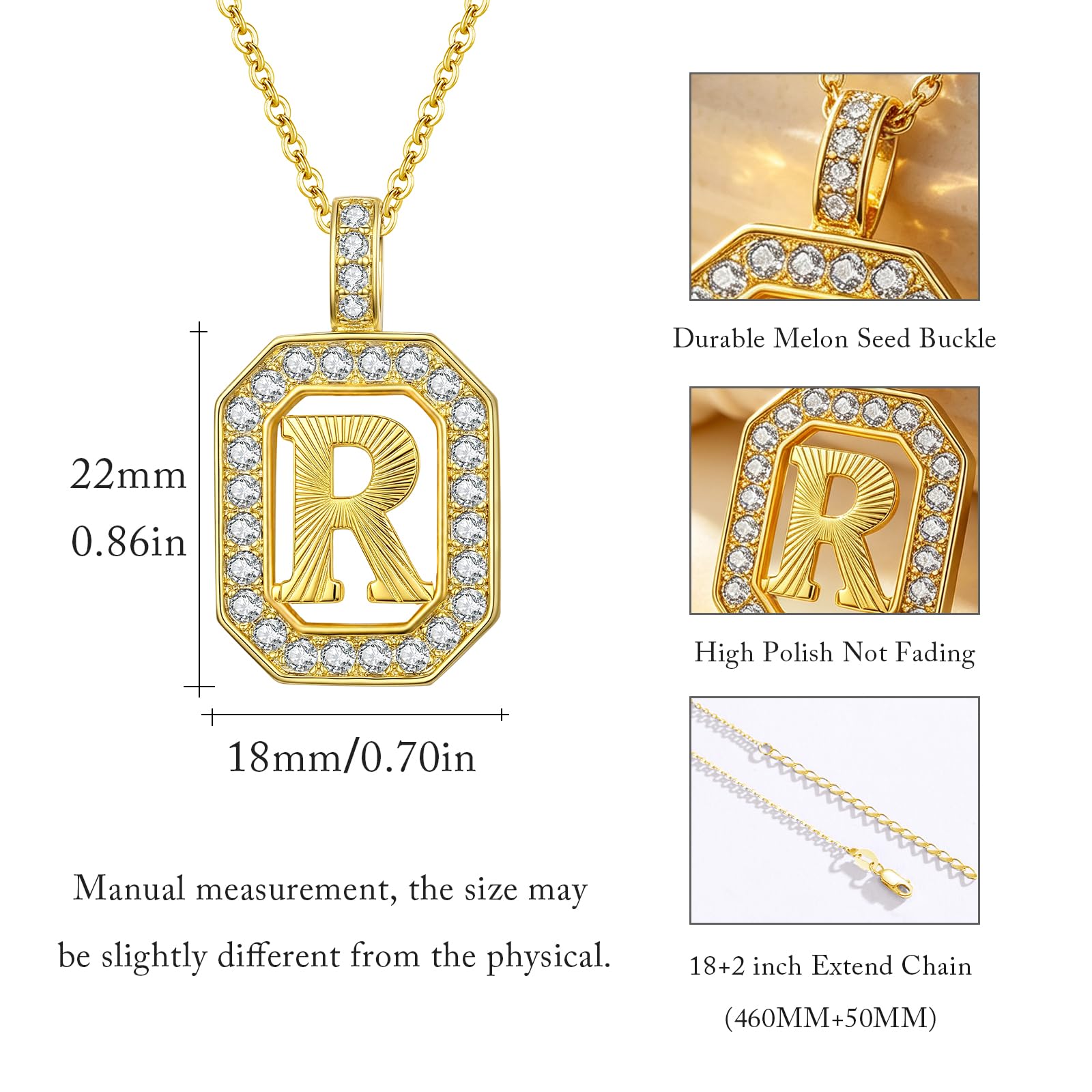 Kette mit Buchstaben für Damen Frauen Buchstaben A-Z Anhänger | 14K Vergoldet Schmuck, Geschenk für Geburtstag, Valentinstag und Weihnachten Inklusive Schmuckschachtel