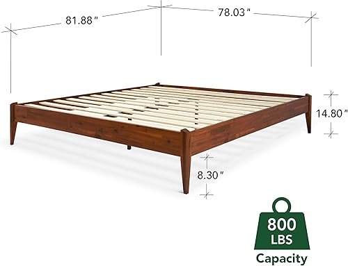 Miniatura 164 de Bme Dinkee - Base de cama de tamaño matrimonial sin cabecera, 15 pulgadas, minimalista y moderna, madera de acacia, 12 listones de madera para