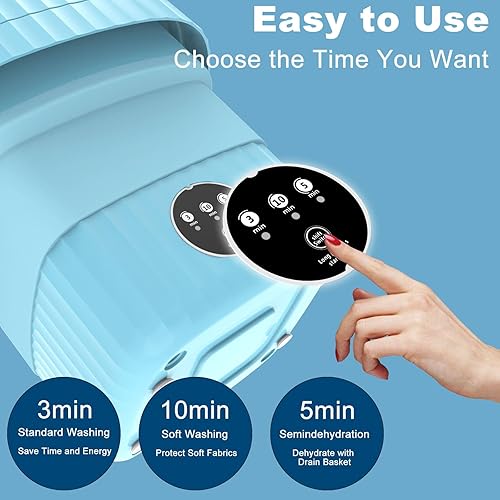 Miniatura 4 de Mini lavadora portátil, pequeña lavadora plegable, lavadora con secado por centrifugado, lavadora inteligente con 3 modos para calcetines, ropa de