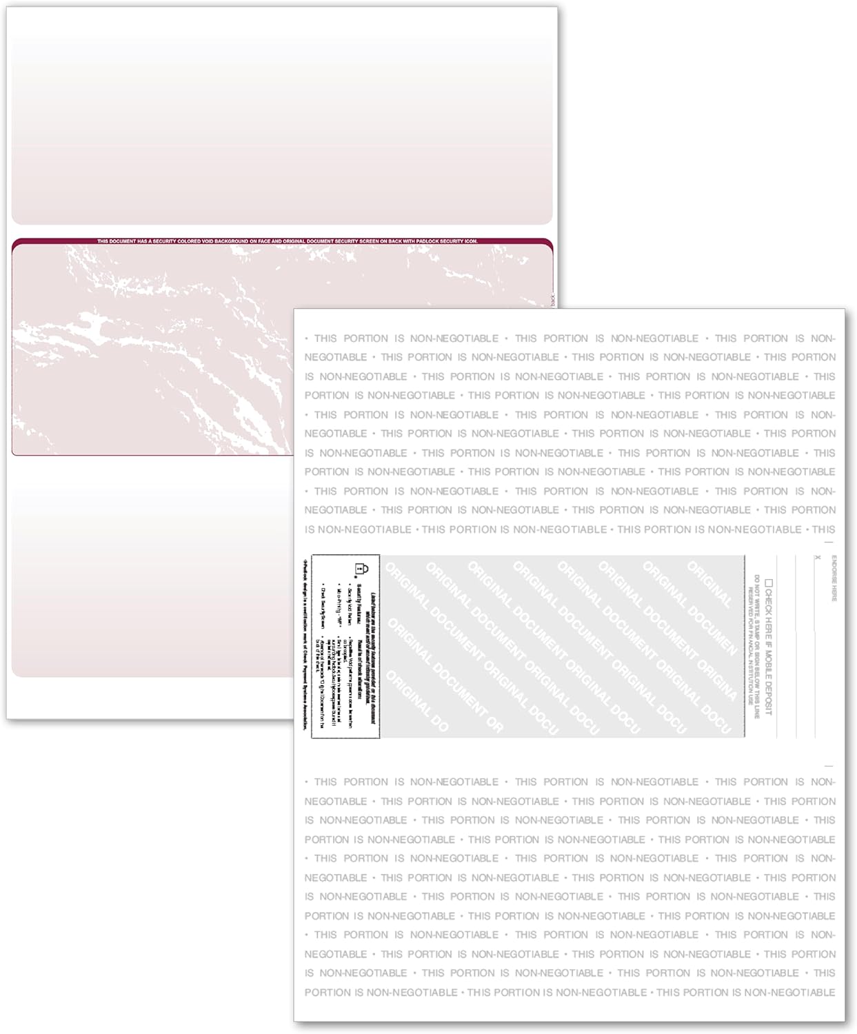 500 Blank Laser/Computer Checks Middle Style (Burgundy Marble)