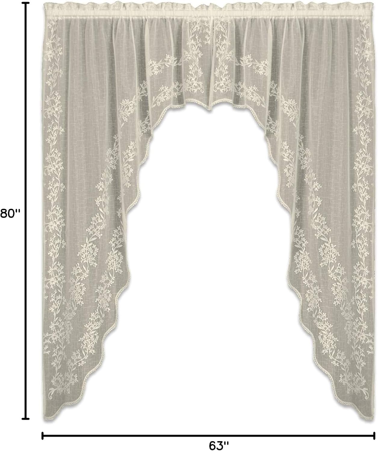 Heritage Lace Sheer Divine Swag Pair, 80 by 63-Inch, Flax