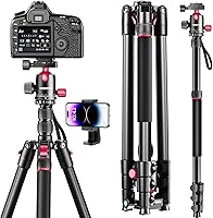 Vista 9 de CAMBOFOTO Trípode de cámara profesional de 74 pulgadas, cabeza esférica de aluminio DSLR/SLR trípode y monopie con bolsa de transporte compatible