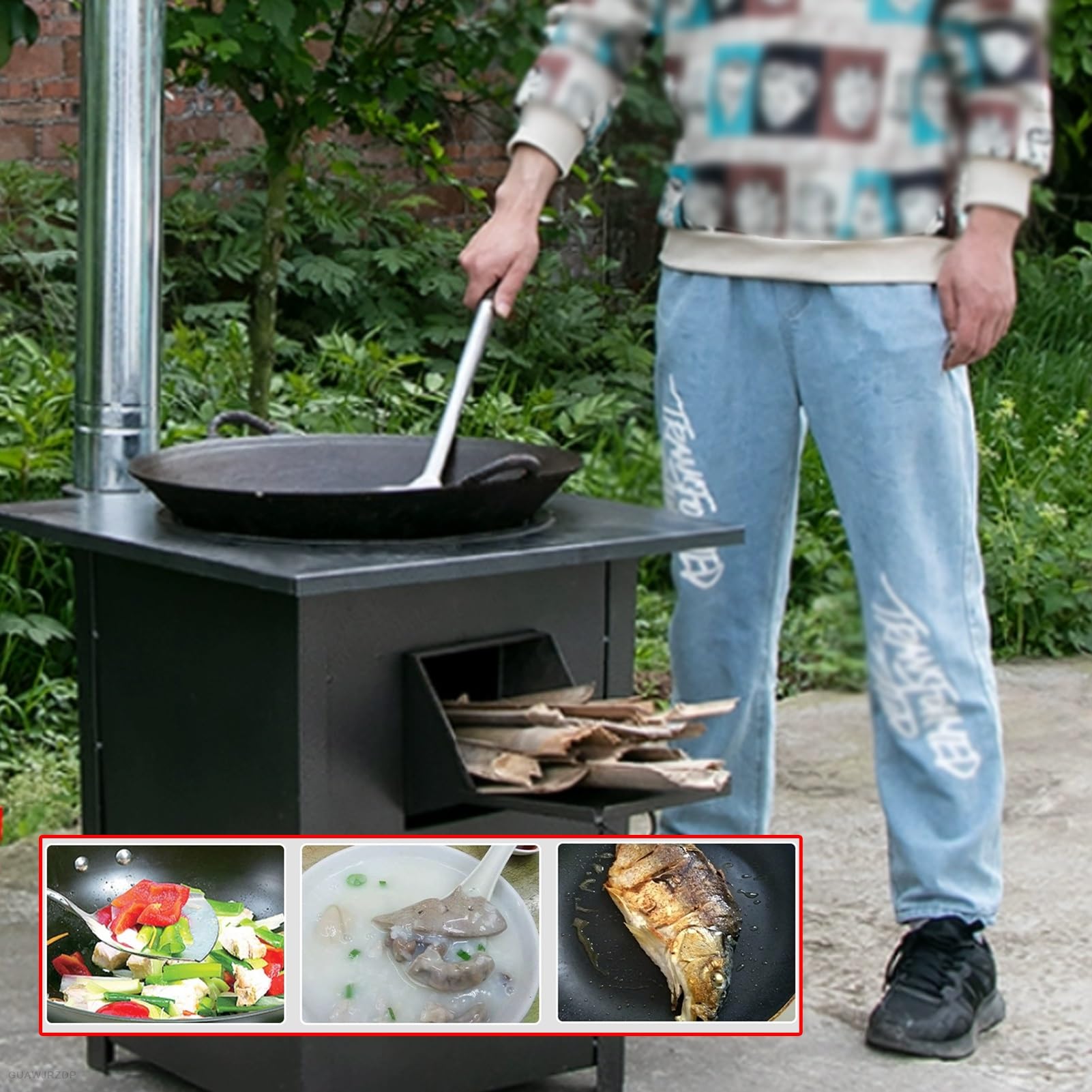 Estufa de Lena para casa, Cocina de Leña, Quema de Leña Potente y Eficiente, 2 a 3 Personas, Hogar, Picnic al Aire Libre, Camping, Viajes, calefacción, Emergencia (Color : B)