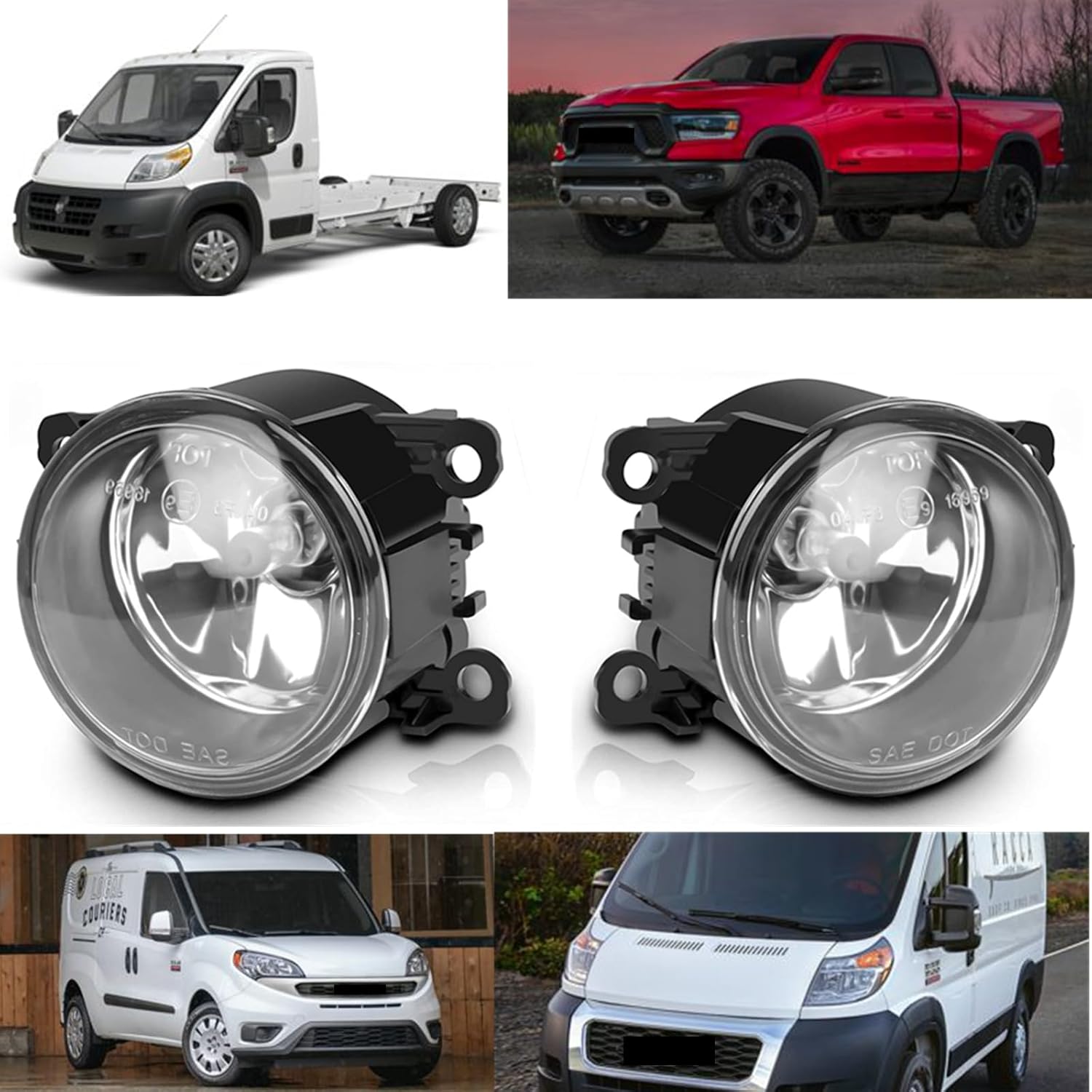 Pair of Front Fog Lights RH LH Compatible With RAM Lincoln Ford Jaguar Subaru Jeep Replaces 68202187AA 4F9Z15200AA FO2592217C CV6Z15200AA 33900-T0A-A01 (Subaru)