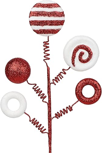 Miniatura 6 de MANMAOHE 6 piezas de palillos y aerosoles de Navidad con purpurina de 16.5 pulgadas, tallos de dulces de Navidad, paletas, adornos para árbol de