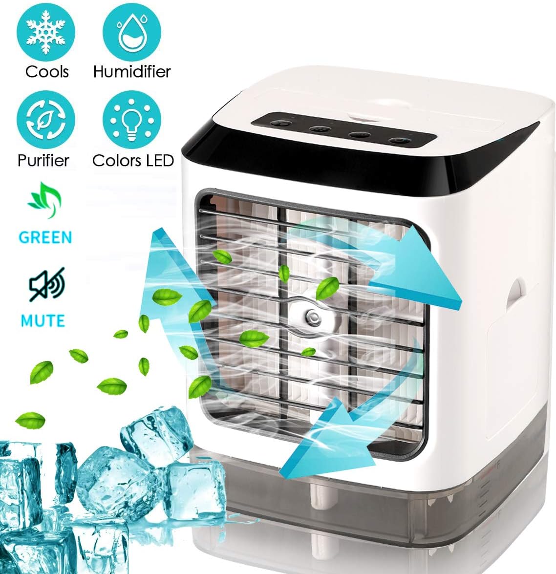 Portable Mini Air Conditioner, Kaivancy Small Personal Desktop Air Cooler Fan with Air Humidifier, 3 Speeds Bedroom Air Coolers, USB Powered Summer Cooling Fan for Home Office