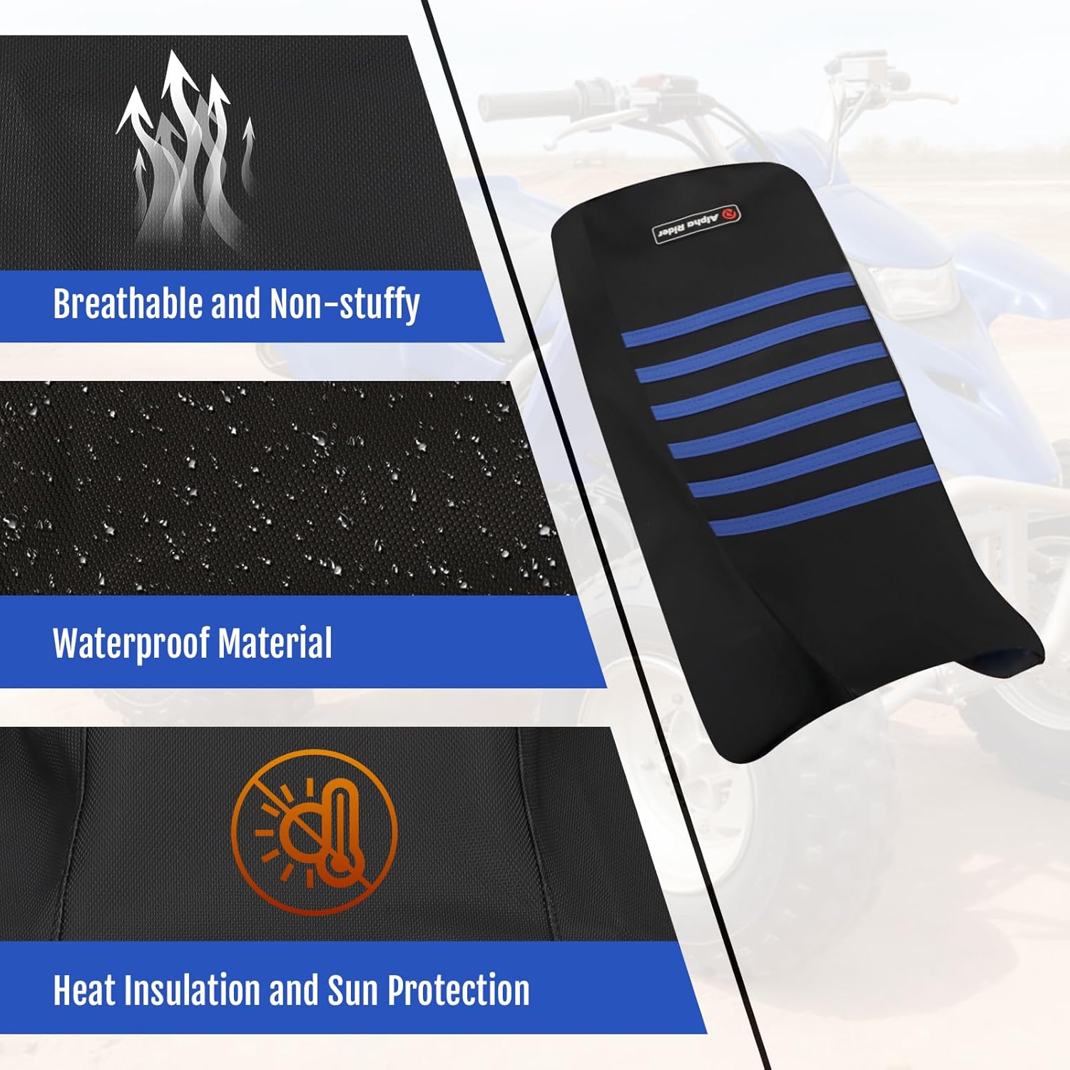 Gripper Soft Cushion Seat Cover For Yamaha Blaster 200 YSF 200 YSF200 1988-2006 (Blue ＆ Black)