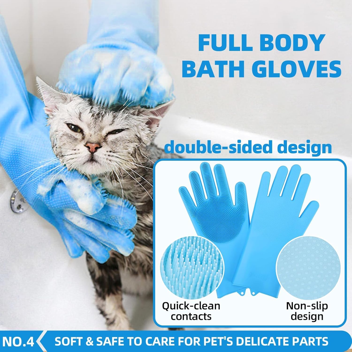 Pflegeset für Haustiere – Katzenbürste Hundebürste Set mit Handtuch, Waschhandschuhen und Shampoo-Bürste für Hunde und Katzen