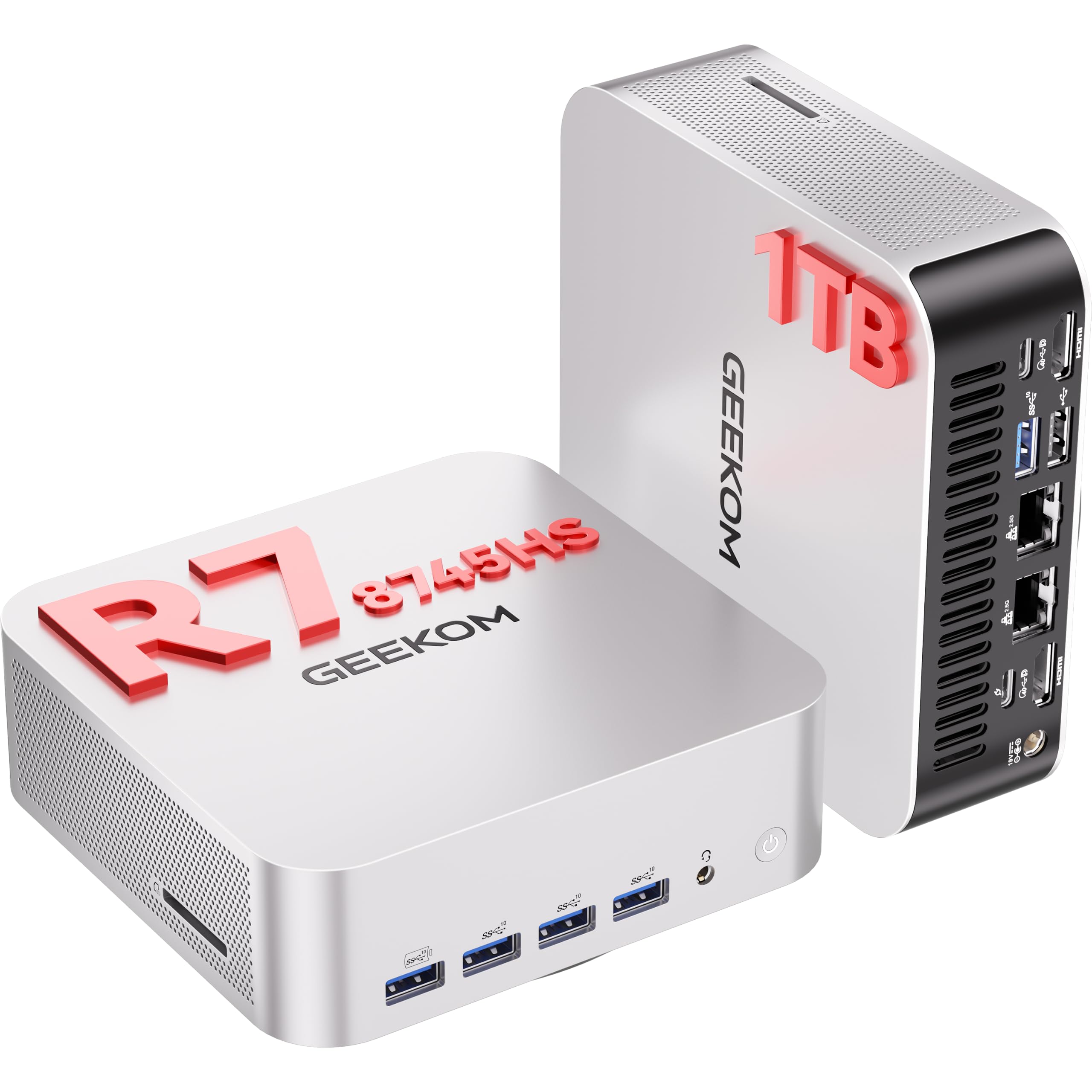 GEEKOM Mini PC A8 Max, AMD Ryzen 7 8745HS, 2,5Gbps Dual LAN Port