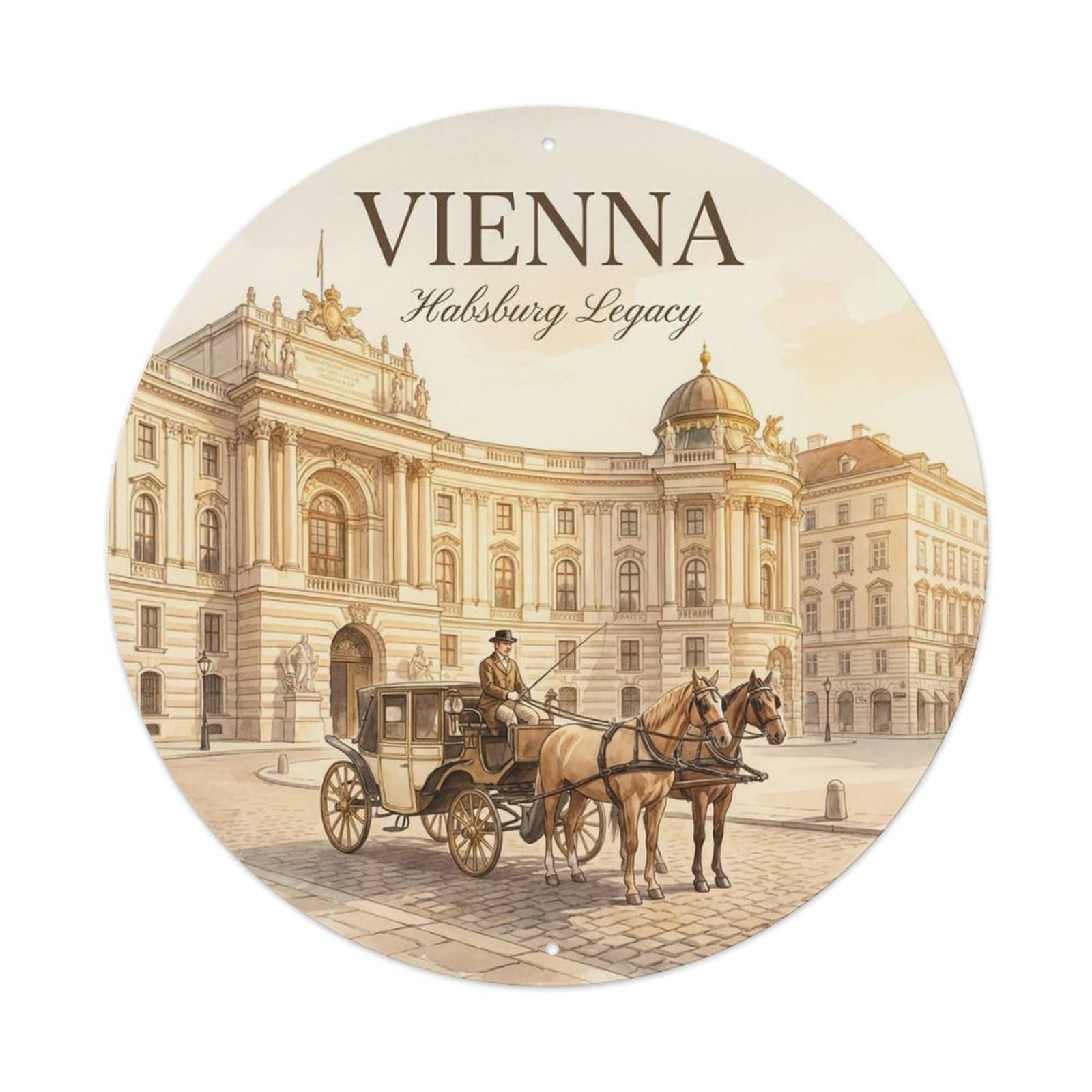 Yrnq 8X8inch Vintage Style Vintage Travel Vienna Austria Retreat Metal Tin Sign