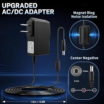Rockhouse 9V DC 500mA Guitar Pedal Power Supply Center Negative Adapter