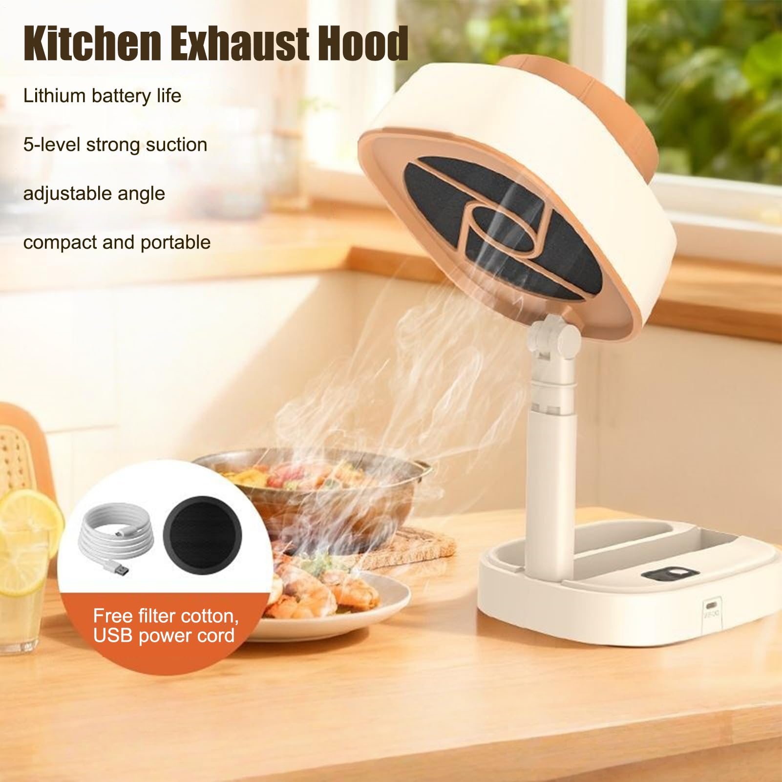Extractor de escritorio plegable recargable para cocina