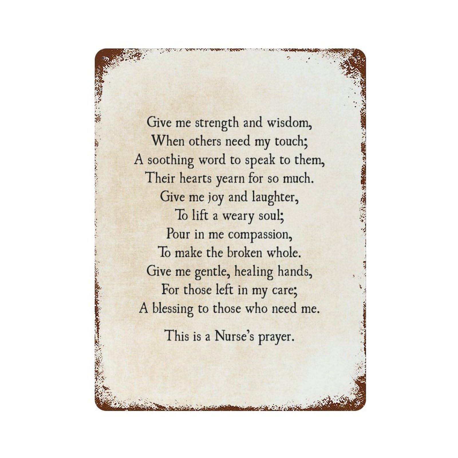 xiaoxiaoshen Quote Nurse's Prayer Wall Decor Art Metal Tin Poster Modern Home Decor Art Home Bar Shop Decorations Vintage Sign 40x30cm