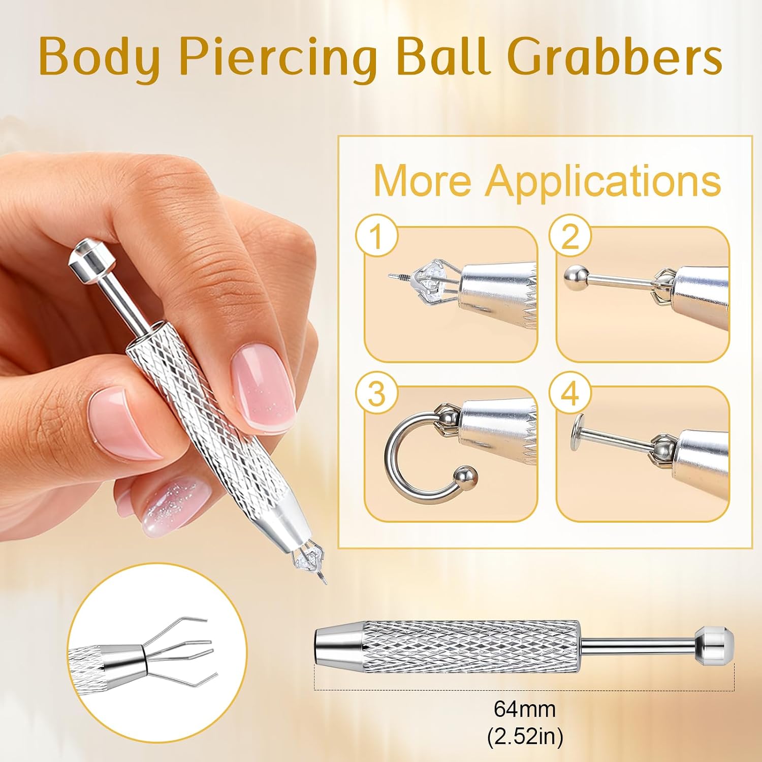 14g/16g/18g ASTM F136 Titanium Piercing Taper Insertion Pin for Internal Thread Tragus/Helix/Lip/Nose/Helix/Piercing Jewelry Cartilage Earrings Labret Nose Studs Stretcher Assistant Tool
