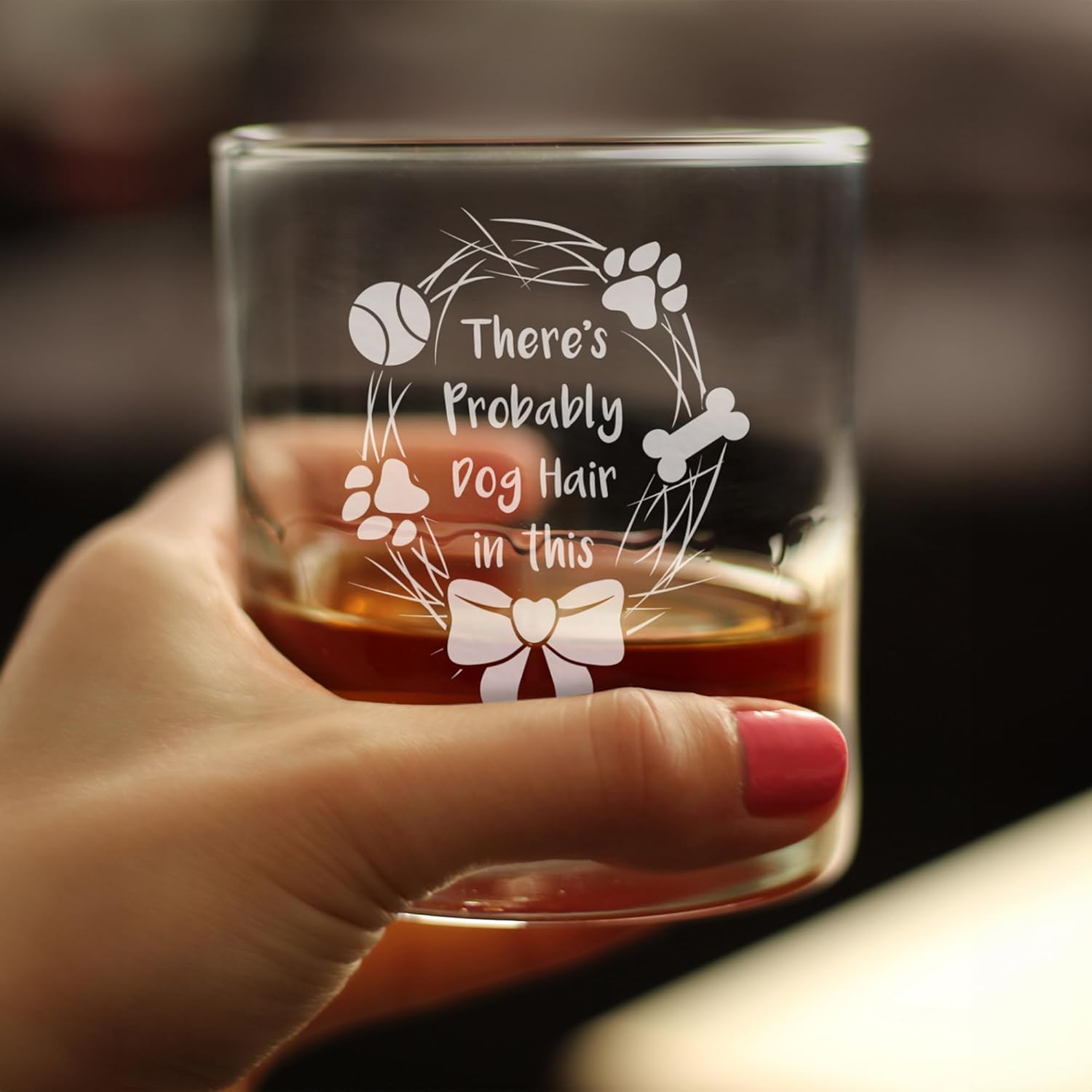 Bevvee Dog Hair - Whiskey Rocks Glass - Funny Dog Gifts for Dog Lovers - Set of 2-10.25 oz Glasses