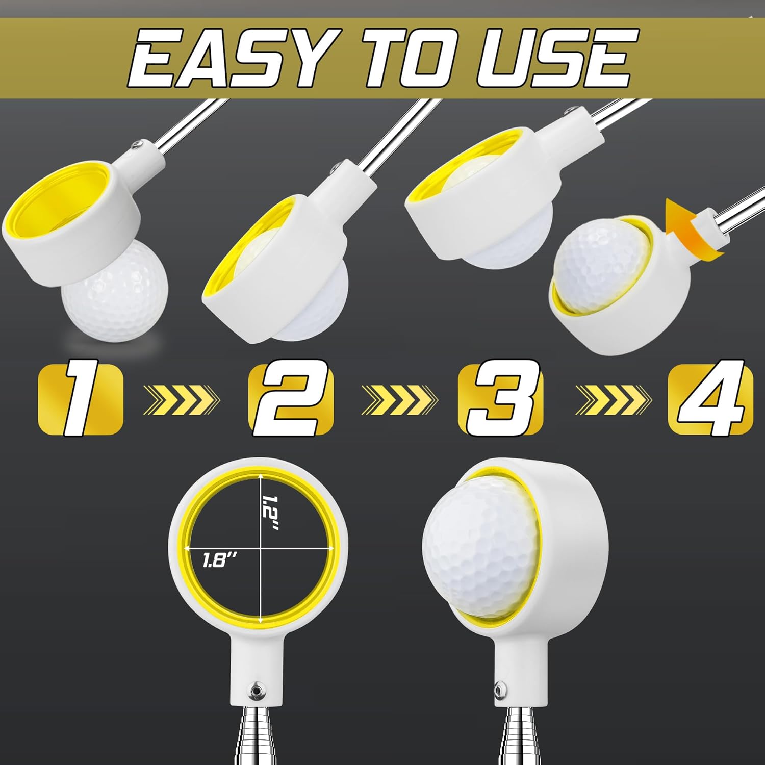 prowithlin Golf Ball Retriever, Golf Ball Retriever Telescopic, Ball Retriever Tool Golf with Rubber Loop, Non-Rust Golf Ball Retriever for Water, Excellent Golf Accessories Golf Gift for Men