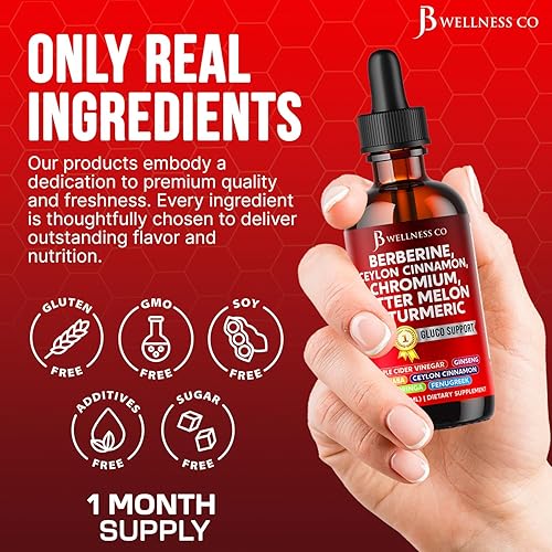 Miniatura 6 de Berberina con suplemento de canela de Ceilán gotas líquidas + extracto de melón amargo, glucomanano, gimnasia, cromo, cúrcuma, Panax Ginseng,