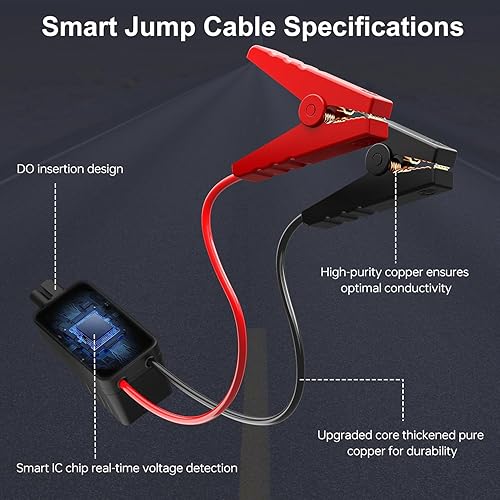 Miniatura 8 de Acmount W160 Arrancador de salto con compresor de aire, 5000A portátil arrancador de coche de 150 PSI, inflador de neumáticosbomba de aire, batería