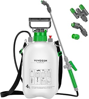 Lawn and Garden Pump Pressure Sprayer with 3 Water Nozzles, Pressure Relief Valve, Adjustable Shoulder Strap…