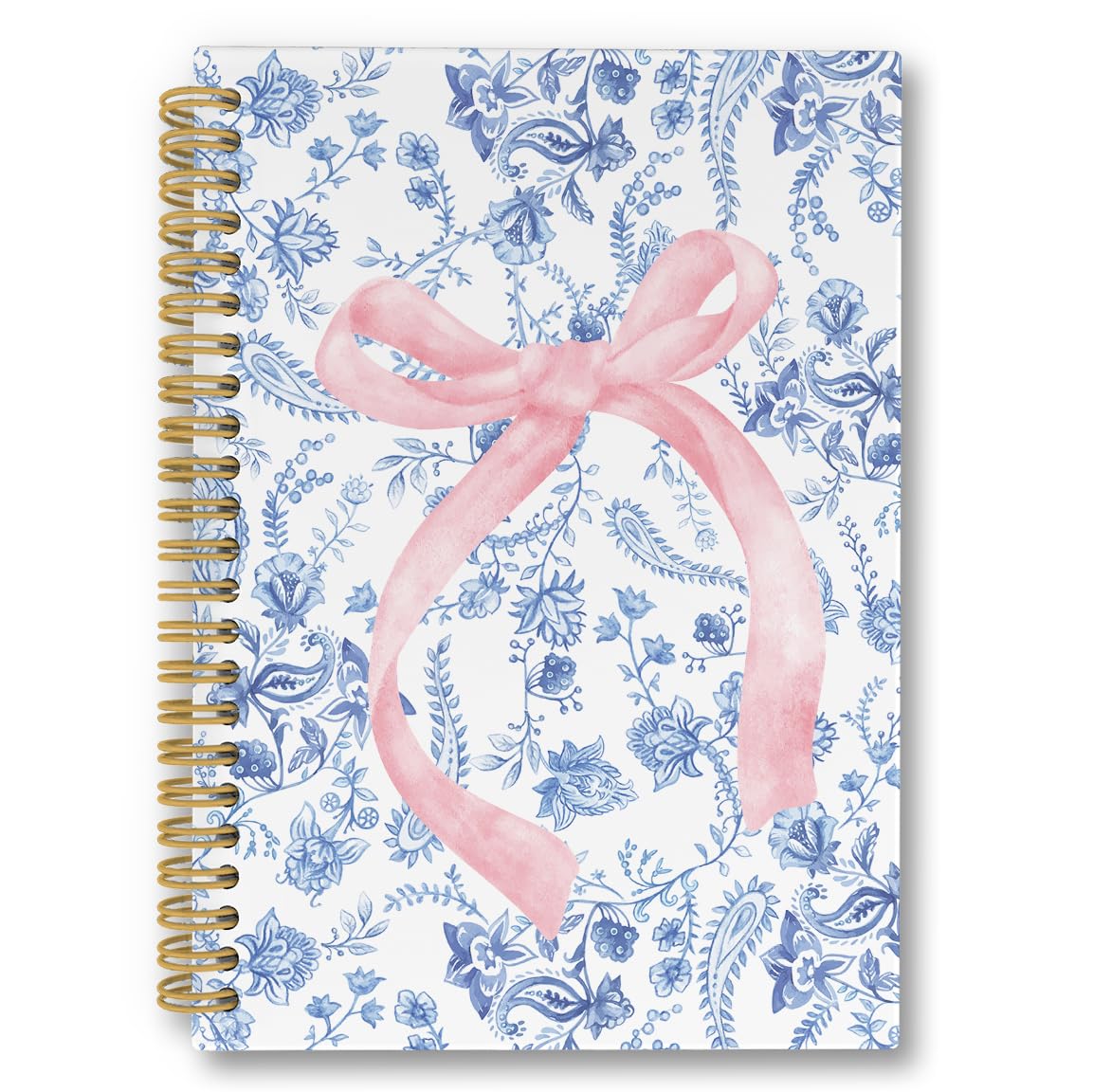laveliabel Pink Coquette Bow Notebook Journal, Girly Notebook, Preppy Notebook, Vintage Blue Floral Notebook, Aesthetic Notebook, Pink Office Supplies