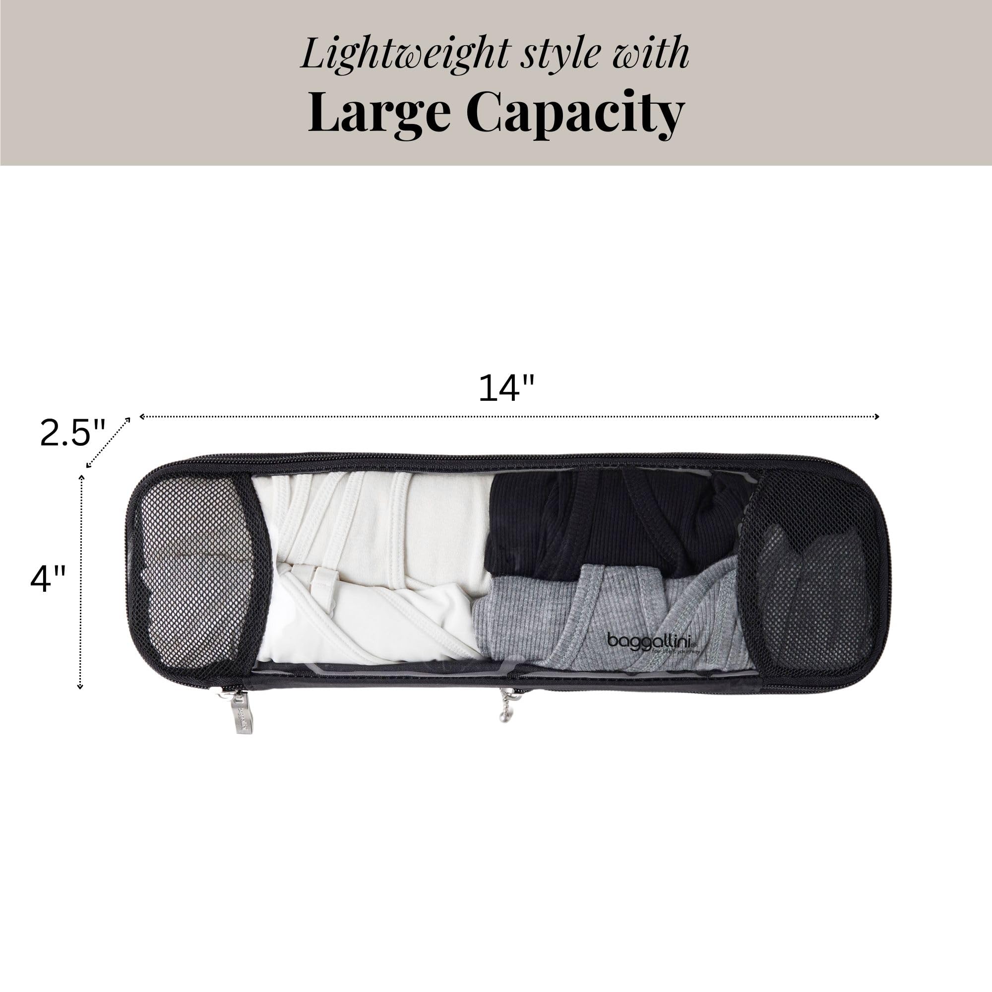 Baggallini Unisex-Adulto (solo bagagli) Cubo di compressione lungo, Nero (Nero) - LGC501