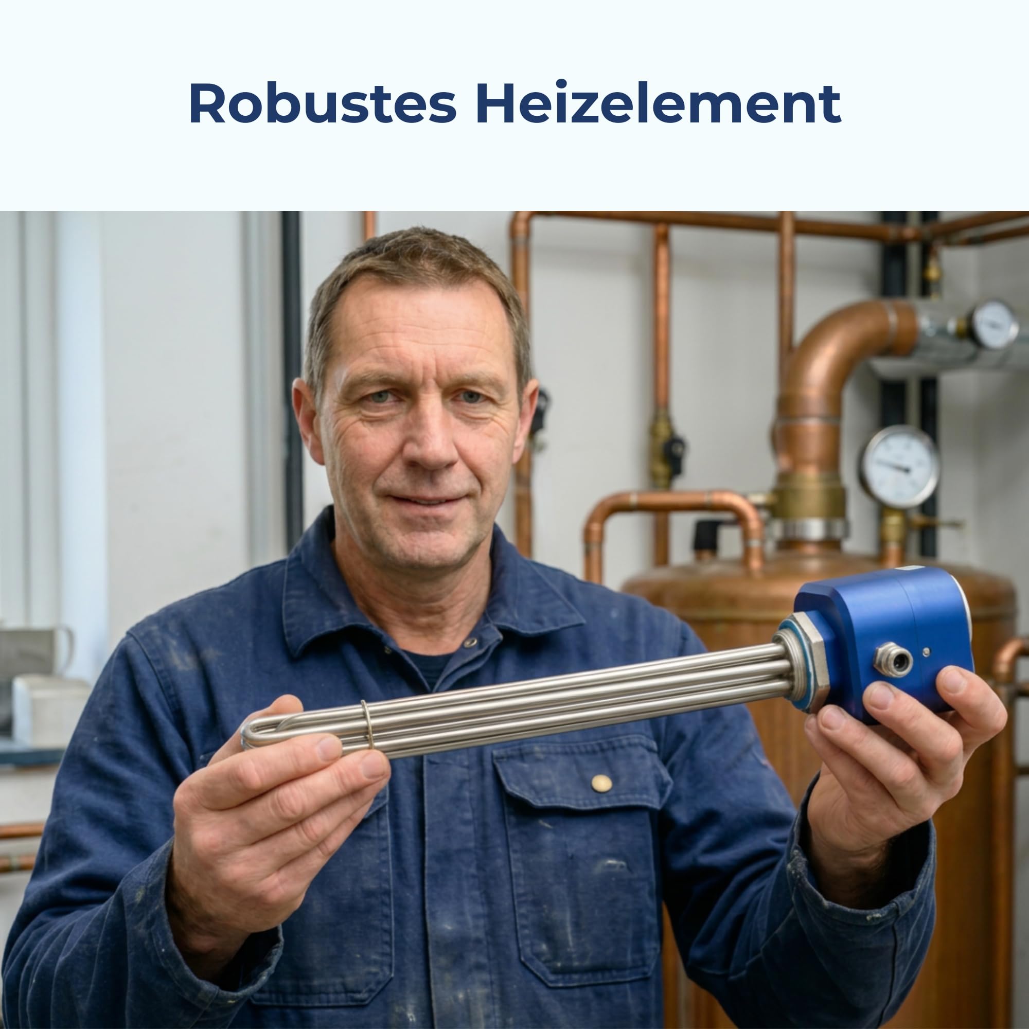 TRG 11 Heizstab - Heizpatrone mit Thermostat, 1 1/2 Zoll (G6/4) Gewinde, 4,5kW 3/230 V (5 cable) - Heizelement für Boiler, Warmwasserspeicher, Wasserheizung