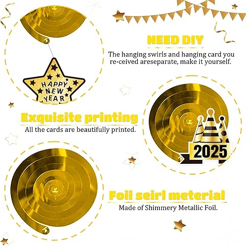 Miniatura 2 de Decoraciones de Feliz Año Nuevo 2025 Cartel de Feliz Año Nuevo, decoraciones de Año Nuevo, decoraciones de remolino colgante 2025, decoraciones de
