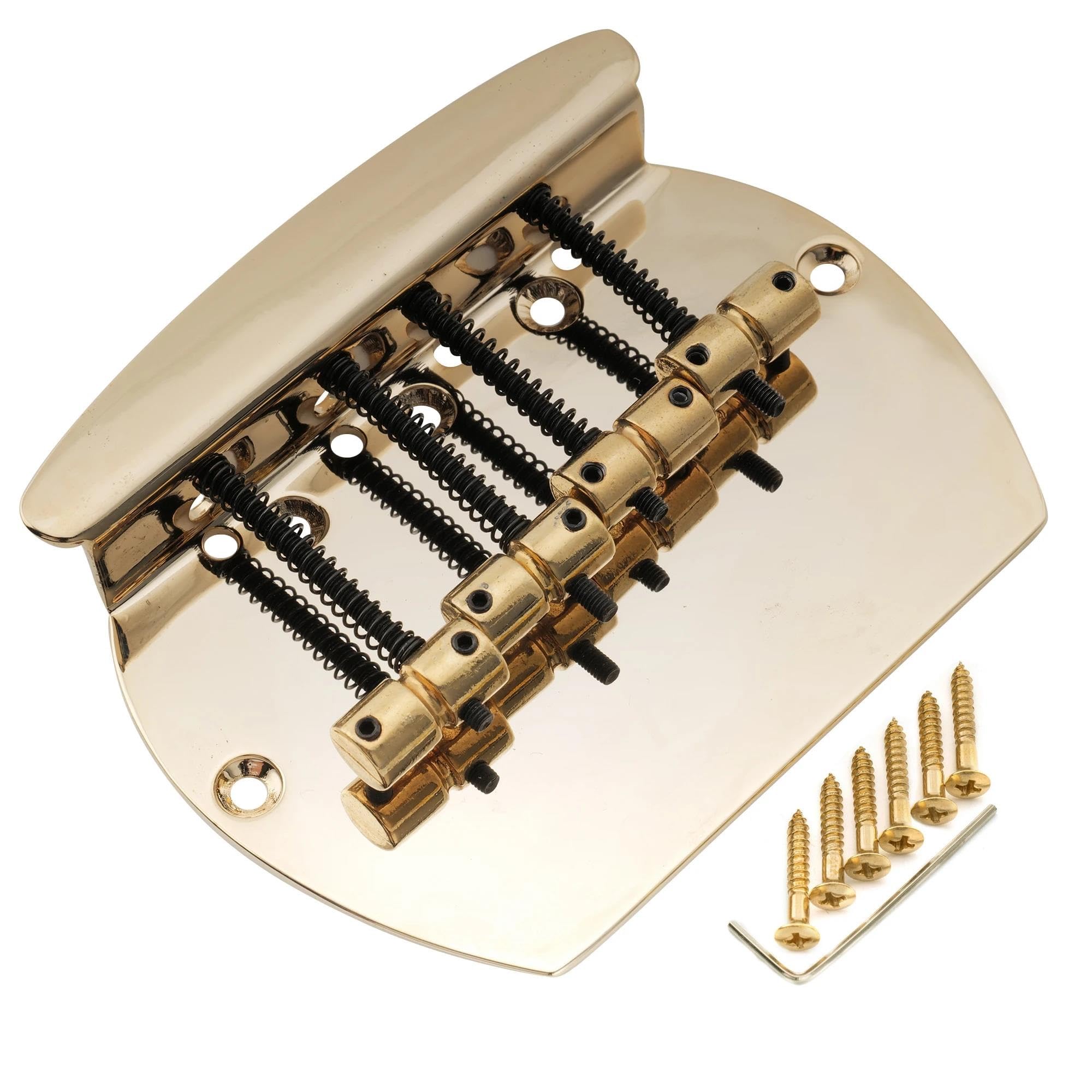 Mostek Gitarowy Standardowe Akcesoria Do Instrumentów Muzycznych Z 4 Strunowym Mostkiem Basowym O Średnicy 57 Mm I Podwójnym Obciążeniem(Gold)