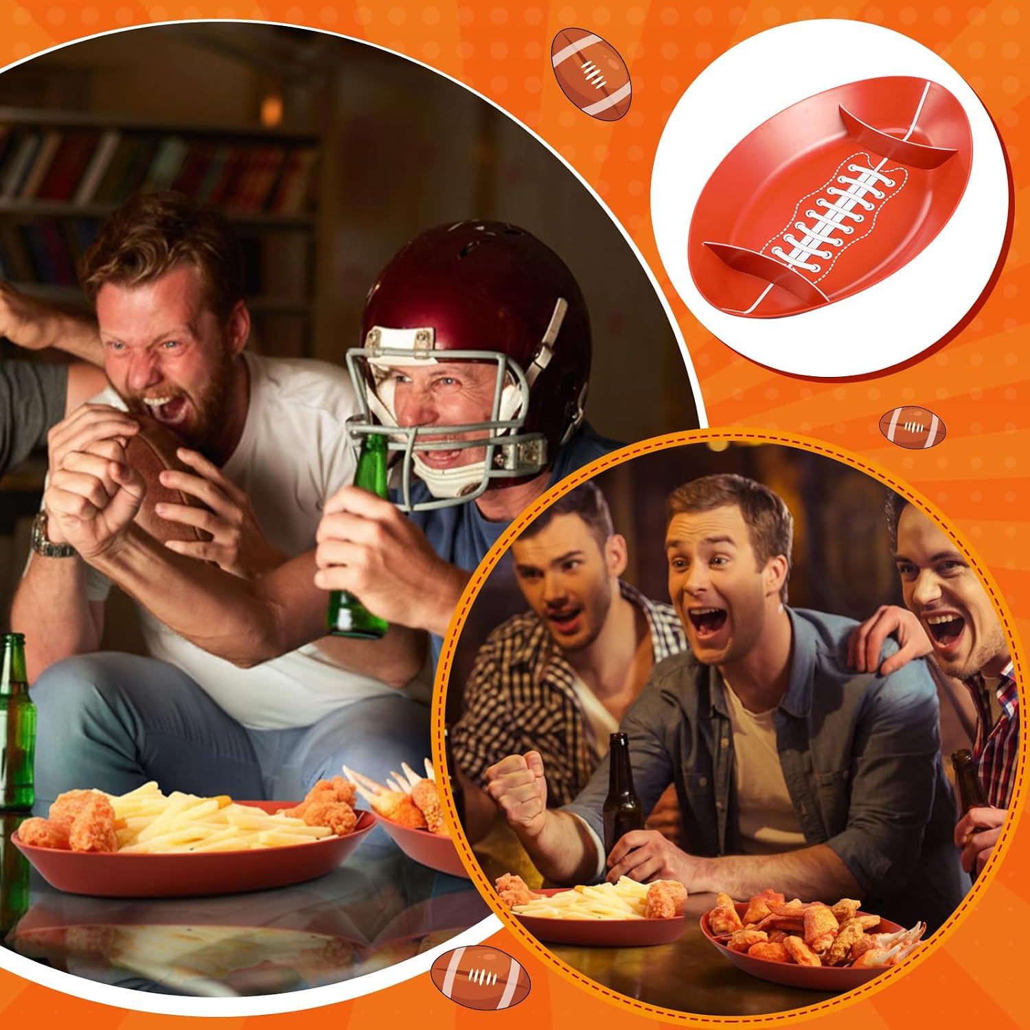 Wiwiqing 2 Pcs Football Serving Dishes Plastic Football Tray for Party